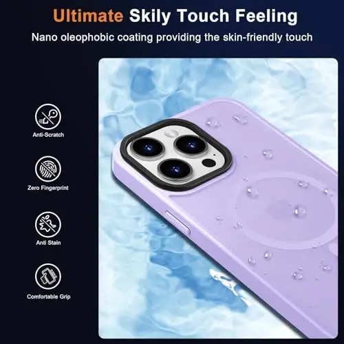 MOCCA Magnetic Shockproof for iPhone 15 Pro Max Case,Light Purple | 13ft Drop Tested | Compatible with MagSafe | Anti-Slip Matte Finish | Raised Camera & Screen Lip | Ultra-Slim Design - 6