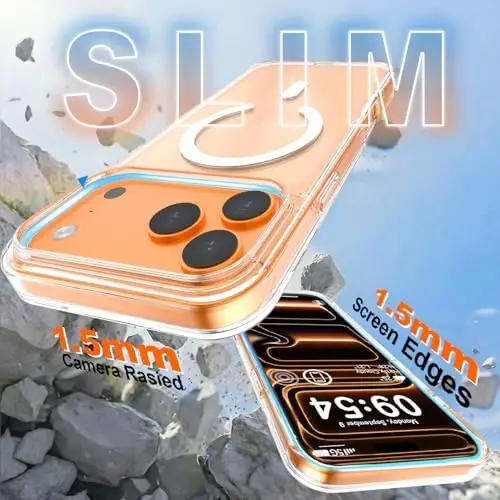 MOCCA Manyetik iPhone 17 Pro Kılıf Şeffaf, (Sararıgsız) (Magsafe ile Uyumlu) 16FT Askeri Sınıf Koruma Parmak İzi Karşıtı İnce Darbeye Dayanıklı Koruyucu Şeffaf Telefon Kılıfı 6,3