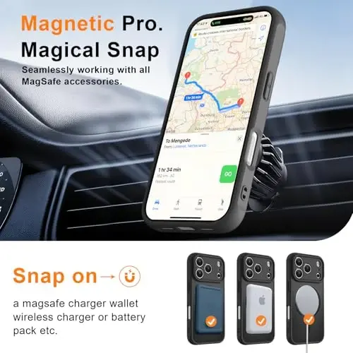 MOCCA Manyetik iPhone 17 Pro Kılıfı, (Magsafe Uyumlu) (16FT Askeri Sınıf Koruma) Tam Kamera Koruması Parmak İzi Önleyici İnce Yarı Saydam Mat Telefon Kılıfı 6.3