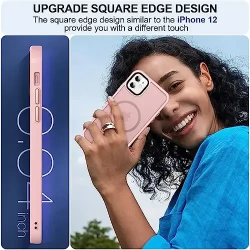 MOCCA Strong Magnetic for iPhone 11 Case,[Compatible with Magsafe][Glass Screen Protector+Camera Lens Protector] Slim Thin Shockproof Cover Case for iPhone 11 6.1 inch, Pink - 6