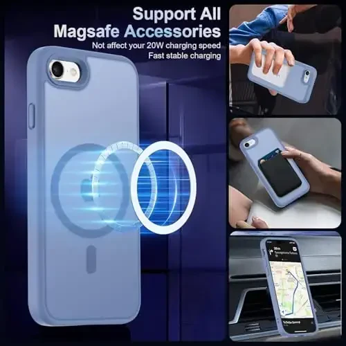 MOCCA Strong Magnetic for iPhone 11 Phone Case,[Compatible with Magsafe][Glass Screen Protector+Camera Lens Protector] Slim Thin Shockproof Cover Case for iPhone 11 6.1 inch, Blue - 11