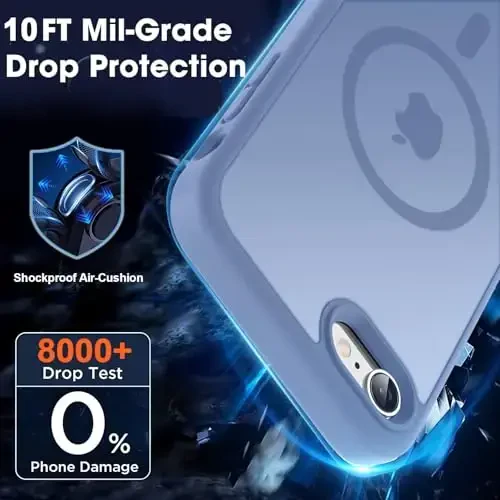 MOCCA Strong Magnetic for iPhone 11 Phone Case,[Compatible with Magsafe][Glass Screen Protector+Camera Lens Protector] Slim Thin Shockproof Cover Case for iPhone 11 6.1 inch, Blue - 4