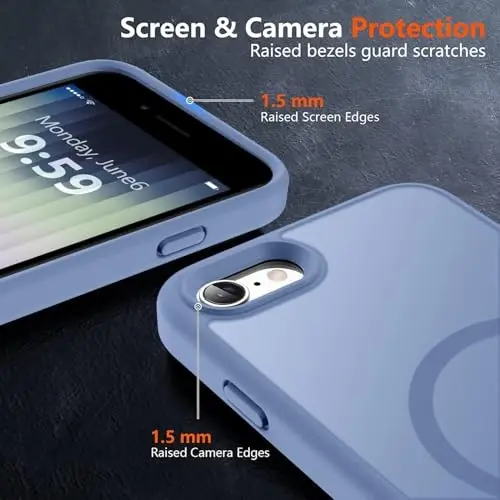 MOCCA Strong Magnetic for iPhone 11 Phone Case,[Compatible with Magsafe][Glass Screen Protector+Camera Lens Protector] Slim Thin Shockproof Cover Case for iPhone 11 6.1 inch, Blue - 5