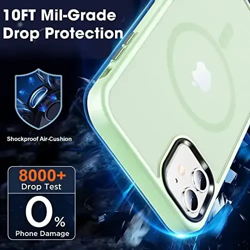 MOCCA Strong Magnetic for iPhone 11 Phone Case,[Compatible with Magsafe][Glass Screen Protector+Camera Lens Protector] Slim Thin Shockproof Cover Case for iPhone 11 6.1 inch, Light Green - 4