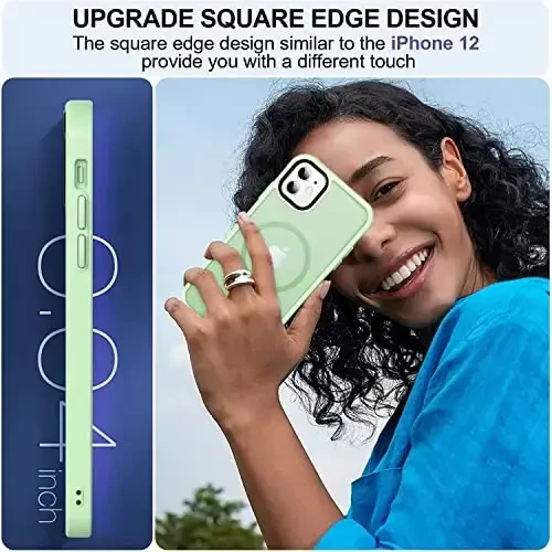 MOCCA Strong Magnetic for iPhone 11 Phone Case,[Compatible with Magsafe][Glass Screen Protector+Camera Lens Protector] Slim Thin Shockproof Cover Case for iPhone 11 6.1 inch, Light Green - 6