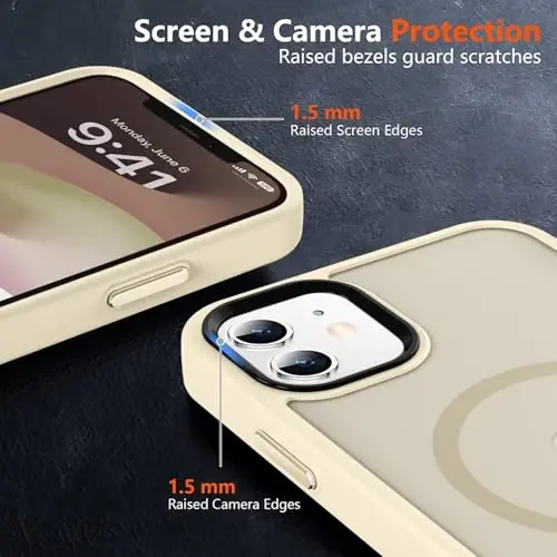 MOCCA Strong Magnetic for iPhone 12 Case/iPhone 12 Pro Case, Compatible with Magsafe, Mil-Grade Drop Protection, Slim Shockproof Translucent Protective Phone Case for iPhone 12/12 Pro, Light Gold - 5