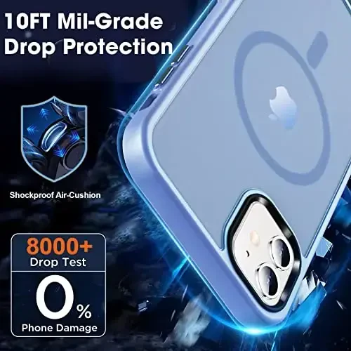 MOCCA Strong Magnetic for iPhone 12 Case/iPhone 12 Pro Case, [Compatible with Magsafe][Mil-Grade Drop Protection] Slim Shockproof Translucent Protective Phone Case for iPhone 12/12 Pro 6.1“, Blue - 4