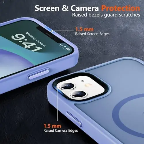 MOCCA Strong Magnetic for iPhone 12 Case/iPhone 12 Pro Case, [Compatible with Magsafe][Mil-Grade Drop Protection] Slim Shockproof Translucent Protective Phone Case for iPhone 12/12 Pro 6.1“, Blue - 5