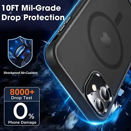 MOCCA Strong Magnetic for iPhone 12 Case/iPhone 12 Pro Case, [Compatible with Magsafe][Mil-Grade Drop Protection] Slim Shockproof Translucent Protective Phone Case for iPhone 12/12 Pro, Black - 4