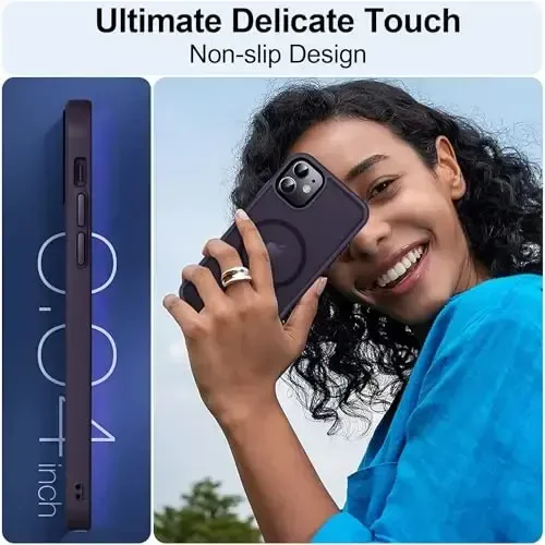 MOCCA Strong Magnetic for iPhone 12 Case/iPhone 12 Pro Case, [Compatible with Magsafe][Mil-Grade Drop Protection] Slim Shockproof Translucent Protective Phone Case for iPhone 12/12 Pro, Deep Purple - 6