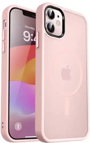 MOCCA Strong Magnetic for iPhone 12 Case/iPhone 12 Pro Case, [Compatible with Magsafe][Mil-Grade Drop Protection] Slim Shockproof Translucent Protective Phone Case for iPhone 12/12 Pro, Pink 