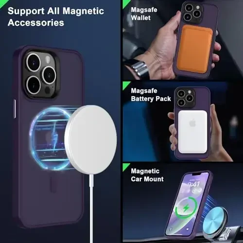 MOCCA Strong Magnetic for iPhone 12 Pro Max Case, [Compatible with Magsafe] [Glass Screen Protector+Camera Lens Protector] Slim Thin Shockproof Cover Phone Case for iPhone 12 Pro Max 6.7