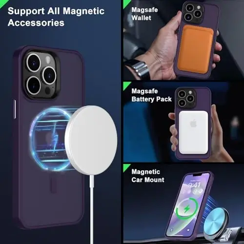 MOCCA Strong Magnetic for iPhone 12 Pro Max Case, [Compatible with Magsafe] [Glass Screen Protector+Camera Lens Protector] Slim Thin Shockproof Cover Phone Case for iPhone 12 Pro Max 6.7