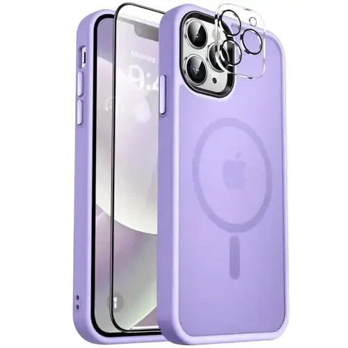 MOCCA Strong Magnetic for iPhone 12 Pro Max Case, [Compatible with Magsafe] [Glass Screen Protector+Camera Lens Protector] Slim Thin Shockproof Cover Phone Case for iPhone 12 Pro Max 6.7