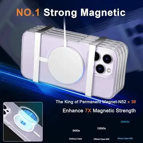 MOCCA Strong Magnetic for iPhone 12 Pro Max Case,[Compatible with Magsafe][Glass Screen Protector+Camera Lens Protector] Slim Thin Shockproof Cover Phone Case for iPhone 12 Pro Max 6.7