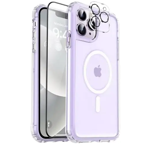 MOCCA Strong Magnetic for iPhone 12 Pro Max Case,[Compatible with Magsafe][Glass Screen Protector+Camera Lens Protector] Slim Thin Shockproof Cover Phone Case for iPhone 12 Pro Max 6.7