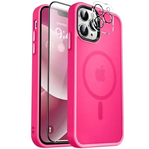 MOCCA Strong Magnetic for iPhone 12 Pro Max Case,[Compatible with Magsafe][Glass Screen Protector+Camera Lens Protector] Slim Thin Shockproof Cover Phone Case for iPhone 12 Pro Max 6.7