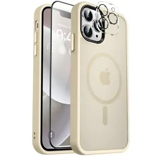 MOCCA Strong Magnetic for iPhone 12 Pro Max Case,[Compatible with Magsafe][Glass Screen Protector+Camera Lens Protector] Slim Thin Shockproof Cover Phone Case for iPhone 12 Pro Max 6.7