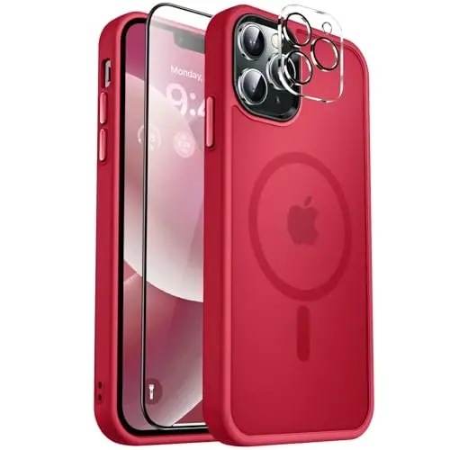 MOCCA Strong Magnetic for iPhone 12 Pro Max Case,[Compatible with Magsafe][Glass Screen Protector+Camera Lens Protector] Slim Thin Shockproof Cover Phone Case for iPhone 12 Pro Max 6.7