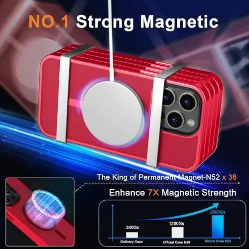 MOCCA Strong Magnetic for iPhone 12 Pro Max Case,[Compatible with Magsafe][Glass Screen Protector+Camera Lens Protector] Slim Thin Shockproof Cover Phone Case for iPhone 12 Pro Max 6.7