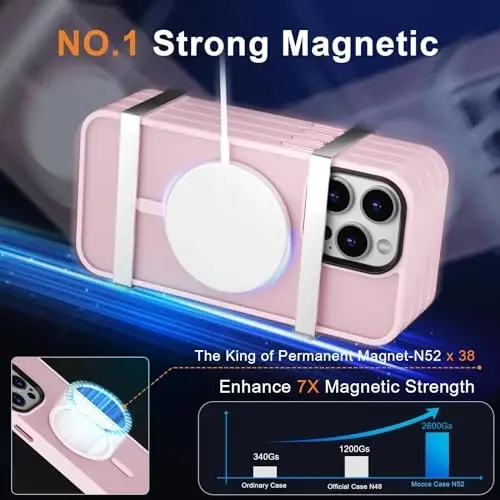 MOCCA Strong Magnetic for iPhone 12 Pro Max Case,[Compatible with Magsafe][Glass Screen Protector+Camera Lens Protector] Slim Thin Shockproof Cover Phone Case for iPhone 12 Pro Max 6.7