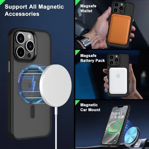 MOCCA Strong Magnetic for iPhone 12 Pro Max Case,[Compatible with Magsafe][Glass Screen Protector+Camera Lens Protector] Slim Thin Shockproof Cover Phone Case for iPhone 12 Pro Max 6.7