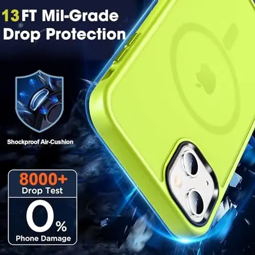 MOCCA Strong Magnetic for iPhone 13 Case, [Compatible with Magsafe][Screen Protector+Camera Lens Protector] Translucent Matte Back Slim Shockproof Case for iPhone 13 Phone Case 6.1