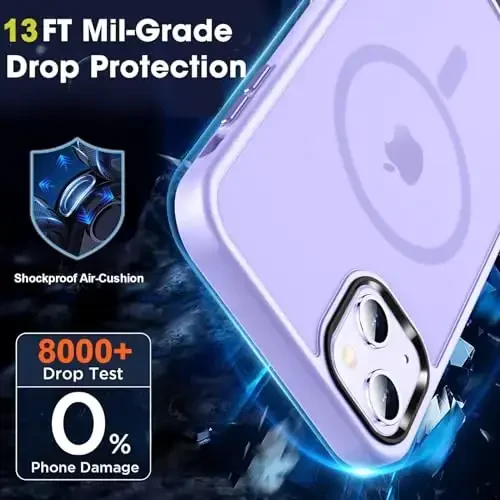 MOCCA Strong Magnetic for iPhone 13 Case, [Compatible with Magsafe][Screen Protector+Camera Lens Protector] Translucent Matte Back Slim Shockproof Case for iPhone 13 Phone Case 6.1