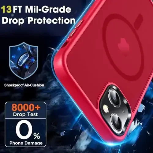 MOCCA Strong Magnetic for iPhone 13 Case, [Compatible with Magsafe][Screen Protector+Camera Lens Protector] Translucent Matte Back Slim Shockproof Case for iPhone 13 Phone Case 6.1