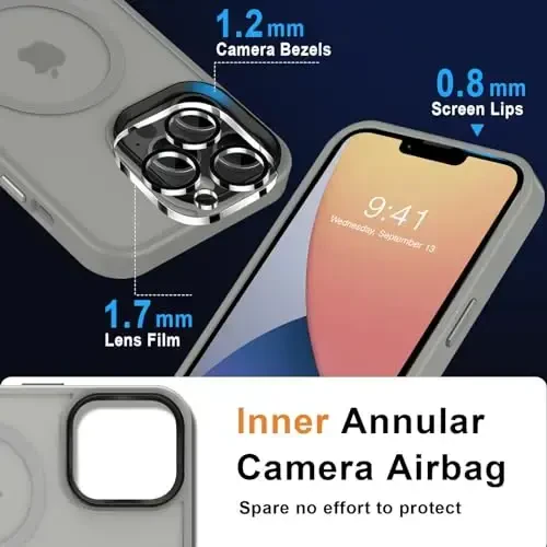 MOCCA Strong Magnetic for iPhone 13 Pro Max Case, [Compatible with Magsafe] [Glass Screen Protector+Camera Lens Protector] Slim Thin Shockproof Cover Phone Case for iPhone 13 Pro Max 6.7