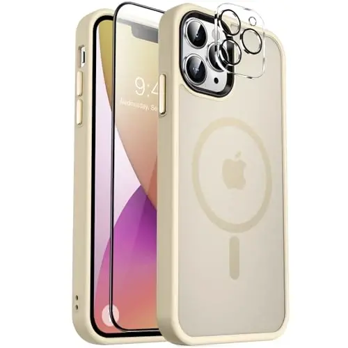 MOCCA Strong Magnetic for iPhone 13 Pro Max Case, [Compatible with Magsafe][Glass Screen Protector+Camera Lens Protector] Slim Thin Shockproof Cover Phone Case for iPhone 13 Pro Max 6.7