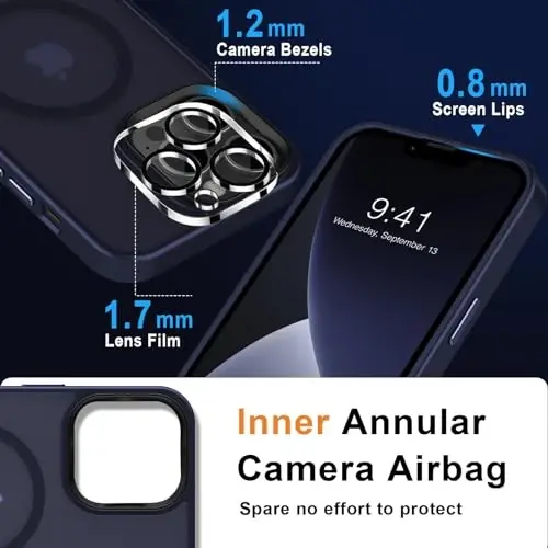 MOCCA Strong Magnetic for iPhone 13 Pro Max Case,[Compatible with Magsafe][Glass Screen Protector+Camera Lens Protector] Slim Thin Shockproof Cover Phone Case for iPhone 13 Pro Max 6.7