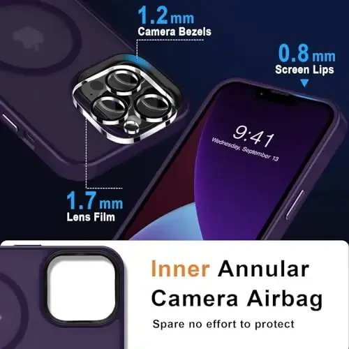 MOCCA Strong Magnetic for iPhone 13 Pro Max Case,[Compatible with Magsafe][Glass Screen Protector+Camera Lens Protector] Slim Thin Shockproof Cover Phone Case for iPhone 13 Pro Max 6.7