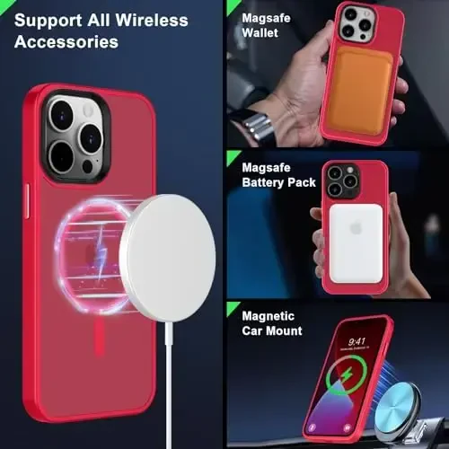 MOCCA Strong Magnetic for iPhone 13 Pro Max Case,[Compatible with Magsafe][Glass Screen Protector+Camera Lens Protector] Slim Thin Shockproof Cover Phone Case for iPhone 13 Pro Max 6.7