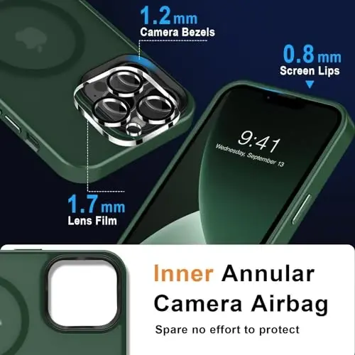 MOCCA Strong Magnetic for iPhone 13 Pro Max Case,[Compatible with Magsafe][Glass Screen Protector+Camera Lens Protector] Slim Thin Shockproof Cover Phone Case for iPhone 13 Pro Max 6.7