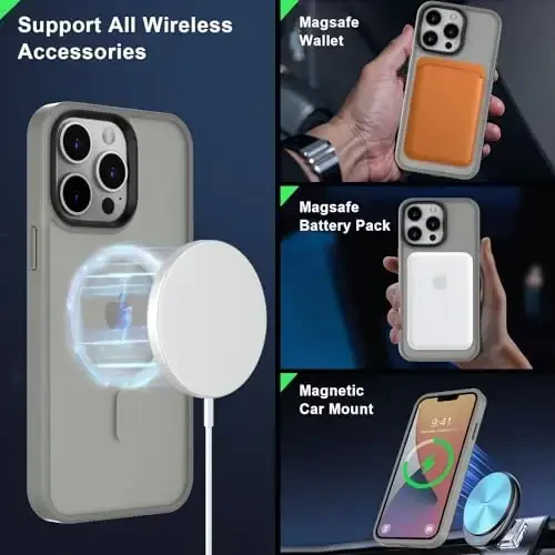 MOCCA Strong Magnetic for iPhone 13 Pro Max Case,[Compatible with Magsafe][Glass Screen Protector+Camera Lens Protector] Slim Thin Shockproof Cover Phone Case for iPhone 13 Pro Max 6.7