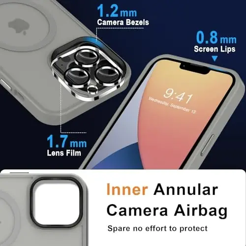 MOCCA Strong Magnetic for iPhone 13 Pro Max Case,[Compatible with Magsafe][Glass Screen Protector+Camera Lens Protector] Slim Thin Shockproof Cover Phone Case for iPhone 13 Pro Max 6.7