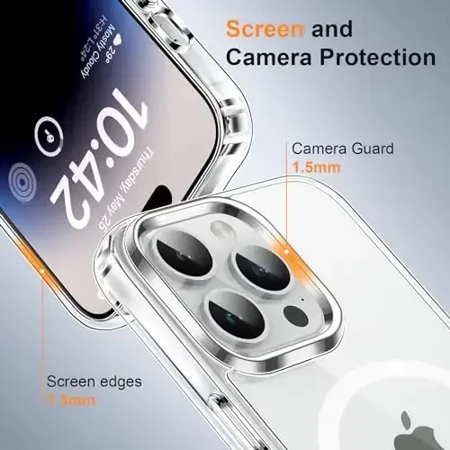 MOCCA Strong Magnetic for iPhone 14 Pro Case Clear, [Non-Yellowing][Compatible with Magsafe][Military Drop Protection] Slim Shockproof Protective Phone Case for iPhone 14 Pro Phone Case 6.1