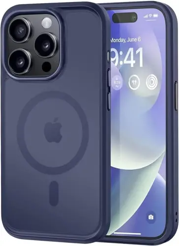 MOCCA Strong Magnetic for iPhone 14 Pro Case, [Compatible with Magsafe][13FT Military Drop Protection] Slim Translucent Matte Shockproof Case for iPhone 14 Pro Phone Case 6.1'', Deep Blue 