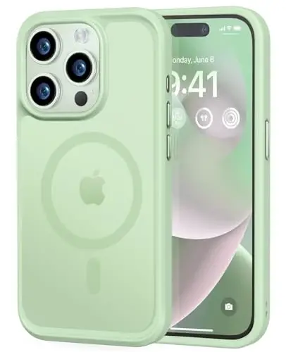 MOCCA Strong Magnetic for iPhone 14 Pro Case, [Compatible with Magsafe][13FT Military Drop Protection] Slim Translucent Matte Shockproof Case for iPhone 14 Pro Phone Case 6.1'', Light Green - MOCCA