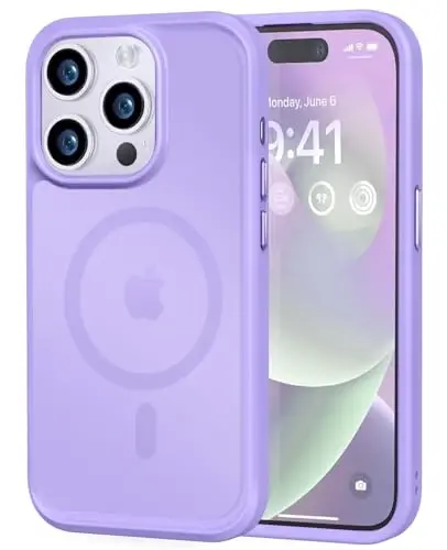 MOCCA Strong Magnetic for iPhone 14 Pro Case, [Compatible with Magsafe][13FT Military Drop Protection] Slim Translucent Matte Shockproof Case for iPhone 14 Pro Phone Case 6.1'', Light Purple - MOCCA