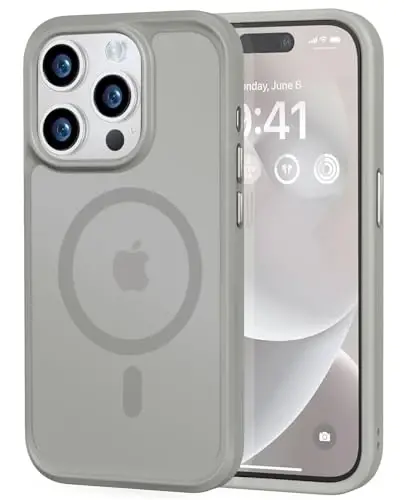 MOCCA Strong Magnetic for iPhone 14 Pro Case, [Compatible with Magsafe][13FT Military Drop Protection] Slim Translucent Matte Shockproof Case for iPhone 14 Pro Phone Case 6.1'', Titanium Gray - MOCCA
