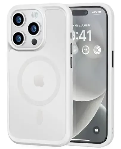 MOCCA Strong Magnetic for iPhone 14 Pro Case, [Compatible with Magsafe][13FT Military Drop Protection] Slim Translucent Matte Shockproof Case for iPhone 14 Pro Phone Case 6.1'',Frosted White - 1