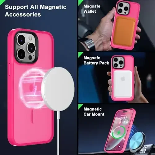 MOCCA Strong Magnetic for iPhone 14 Pro Max Case [Compatible with Magsafe] [10FT Military Grade Protective] Translucent Matte Slim Shockproof Case for iPhone 14 Pro Max 6.7