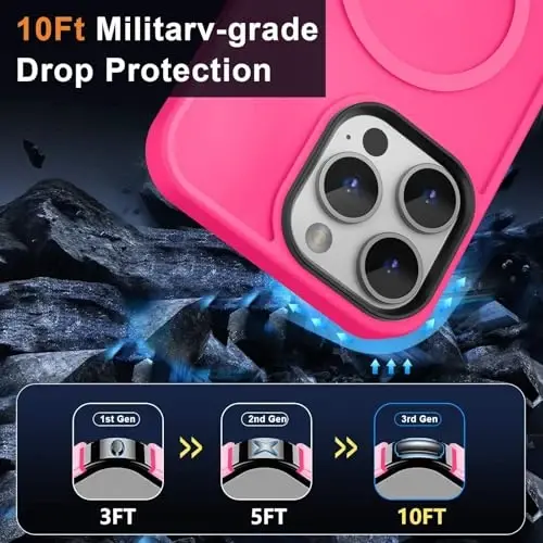 MOCCA Strong Magnetic for iPhone 14 Pro Max Case [Compatible with Magsafe] [10FT Military Grade Protective] Translucent Matte Slim Shockproof Case for iPhone 14 Pro Max 6.7