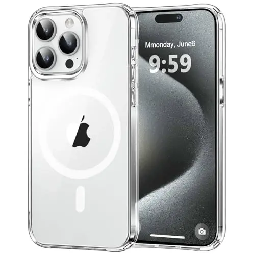 MOCCA Strong Magnetic for iPhone 15 Pro Case Clear, [Non-Yellowing][Compatible with Magsafe][Military Drop Protection] Slim Shockproof Protective Phone Case for iPhone 15 Pro Phone Case 6.1