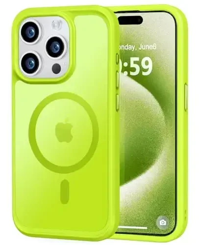 MOCCA Strong Magnetic for iPhone 15 Pro Case, [Compatible with Magsafe][13FT Military Drop Protection] Slim Translucent Matte Shockproof Case for iPhone 15 Pro Phone Case 6.1'', Fluorescent Green - 1