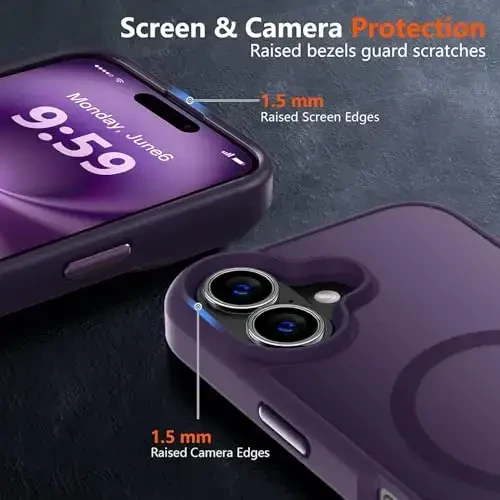 MOCCA Strong Magnetic for iPhone 16 Case, [Compatible with Magsafe][16FT Mil-Grade Drop Protection] Slim Thin Translucent Matte Protective Cover Case for iPhone 16 Phone Case 6.1