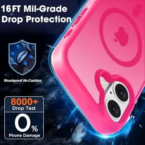 MOCCA Strong Magnetic for iPhone 16 Case, [Compatible with Magsafe][16FT Mil-Grade Drop Protection] Slim Thin Translucent Matte Protective Cover Case for iPhone 16 Phone Case 6.1