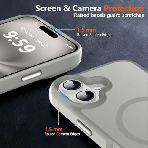 MOCCA Strong Magnetic for iPhone 16 Case, [Compatible with Magsafe][16FT Mil-Grade Drop Protection] Slim Thin Translucent Matte Protective Cover Case for iPhone 16 Phone Case 6.1